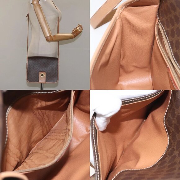 CELINE Macadam Canvas Shoulder Bag PVC Leather Brown Gold Auth BD184 - Picture 14 of 15